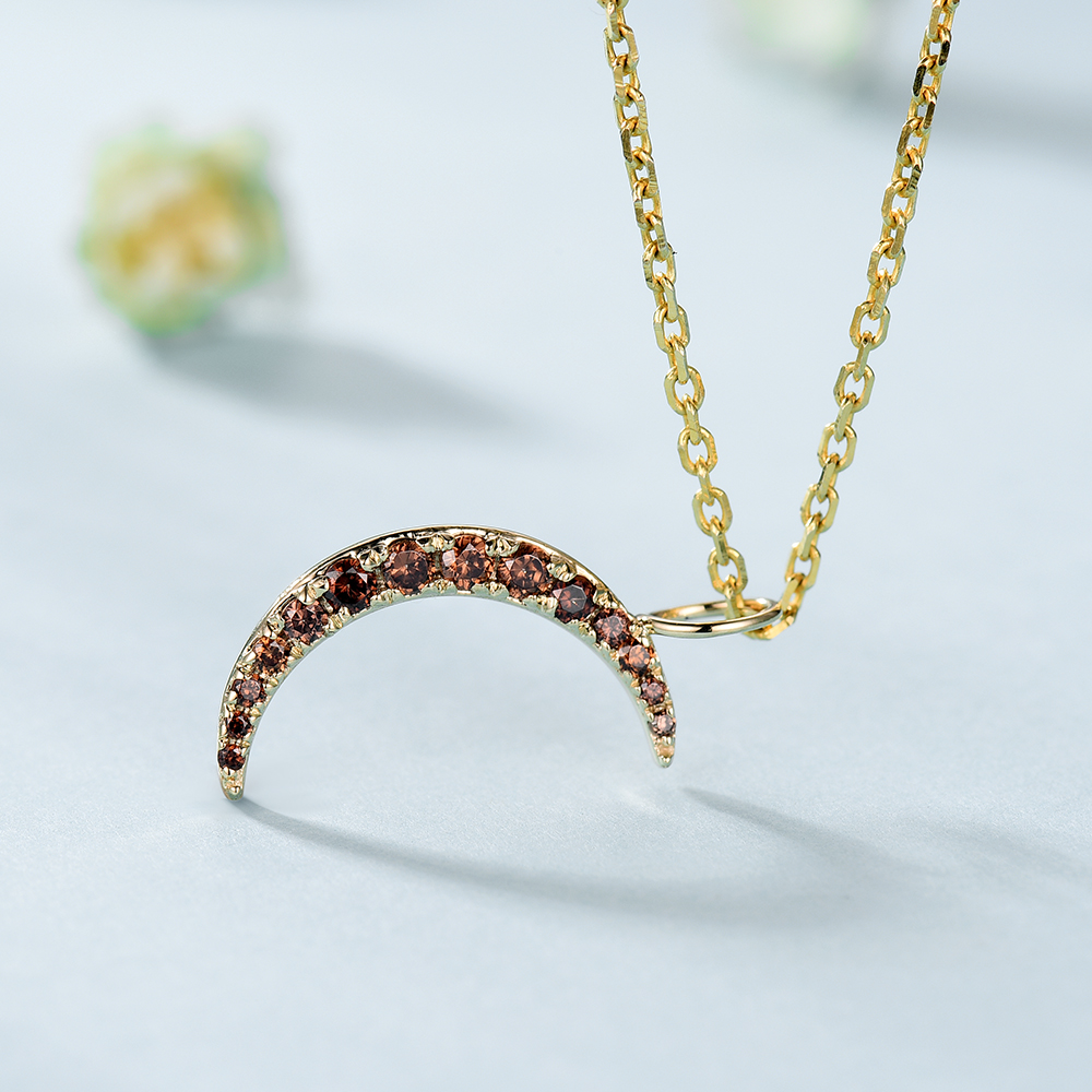 轻奢14k黄金立方氧化锆吊坠送纯银镀黄金项链